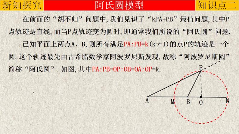 2023年中考数学二轮复习必会几何模型剖析--4.3 “阿氏圆”模型（与圆有关的模型）（精品课件）03