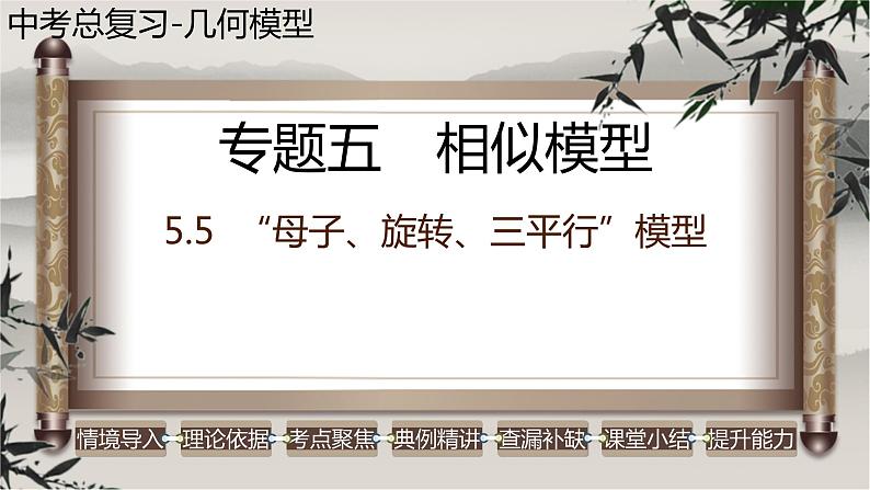 2023年中考数学二轮复习必会几何模型剖析--5.5 “母子、旋转、三平行”模型（相似模型）（精品课件）01