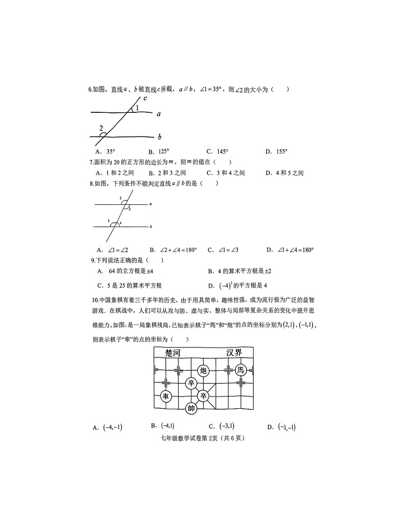 河北省邯郸市魏县2022—2023学年下学期期中质量检测七年级数学试卷02