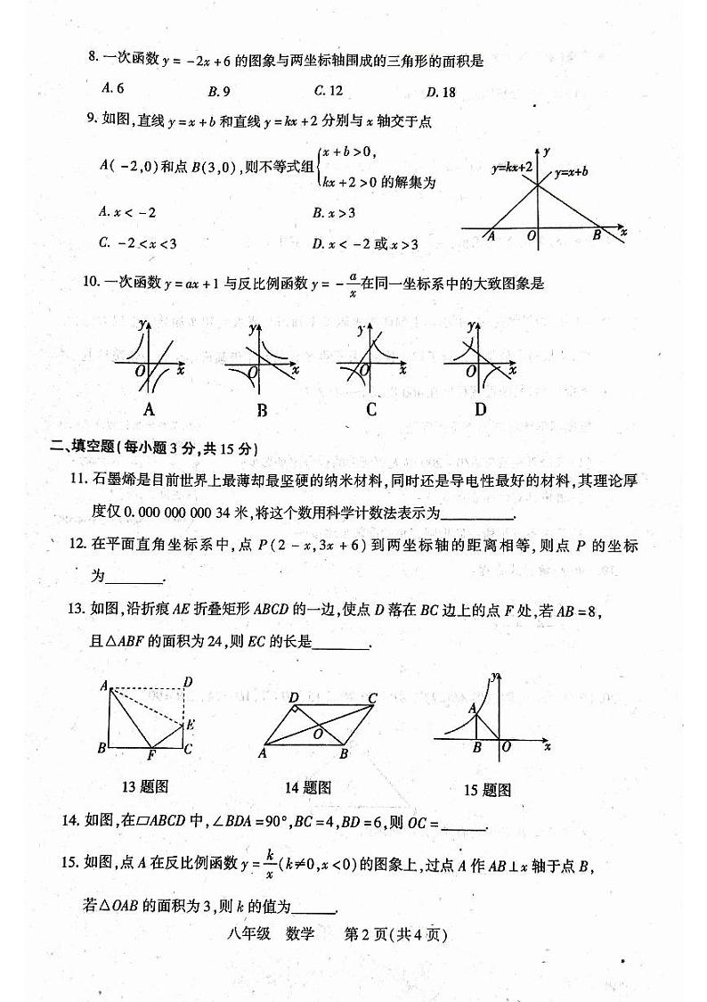 河南省洛阳市伊川县2022-2023学年八年级下学期4月期中数学试题02