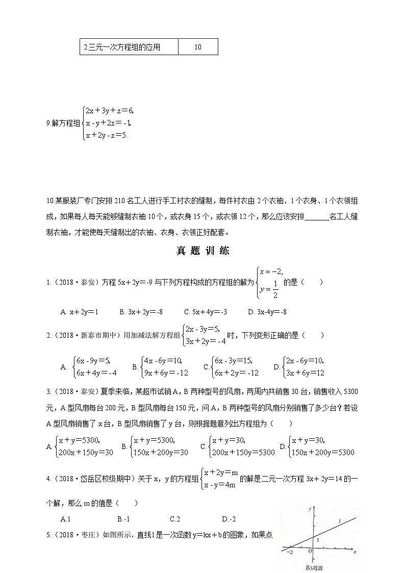鲁教版（五四制）数学七年级下册导学案 第七章 二元一次方程组章末复习03