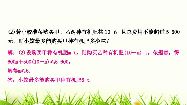 中考数学复习专项训练二类型一方程(组)与不等式的实际应用作业课件07