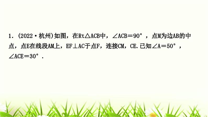 中考数学复习专项训练五类型一三角形中的证明与计算作业课件第2页