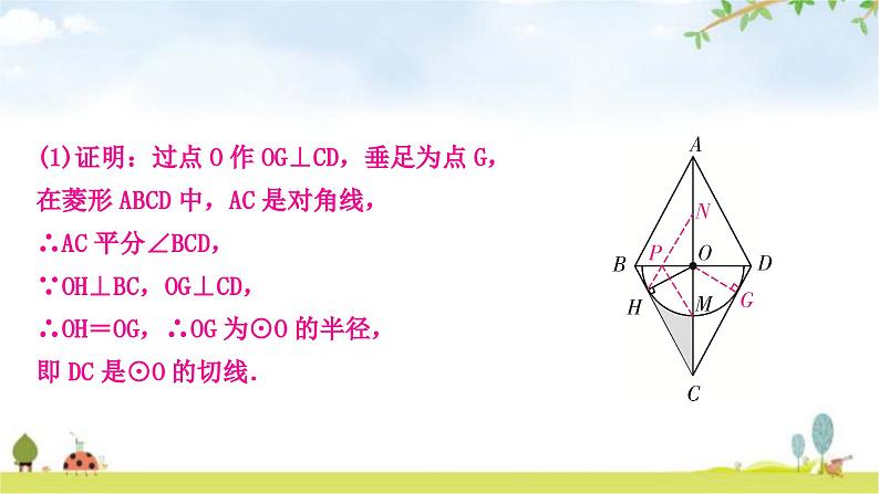 中考数学复习重难点突破圆中的证明与计算类型五：与特殊四边形有关教学课件04