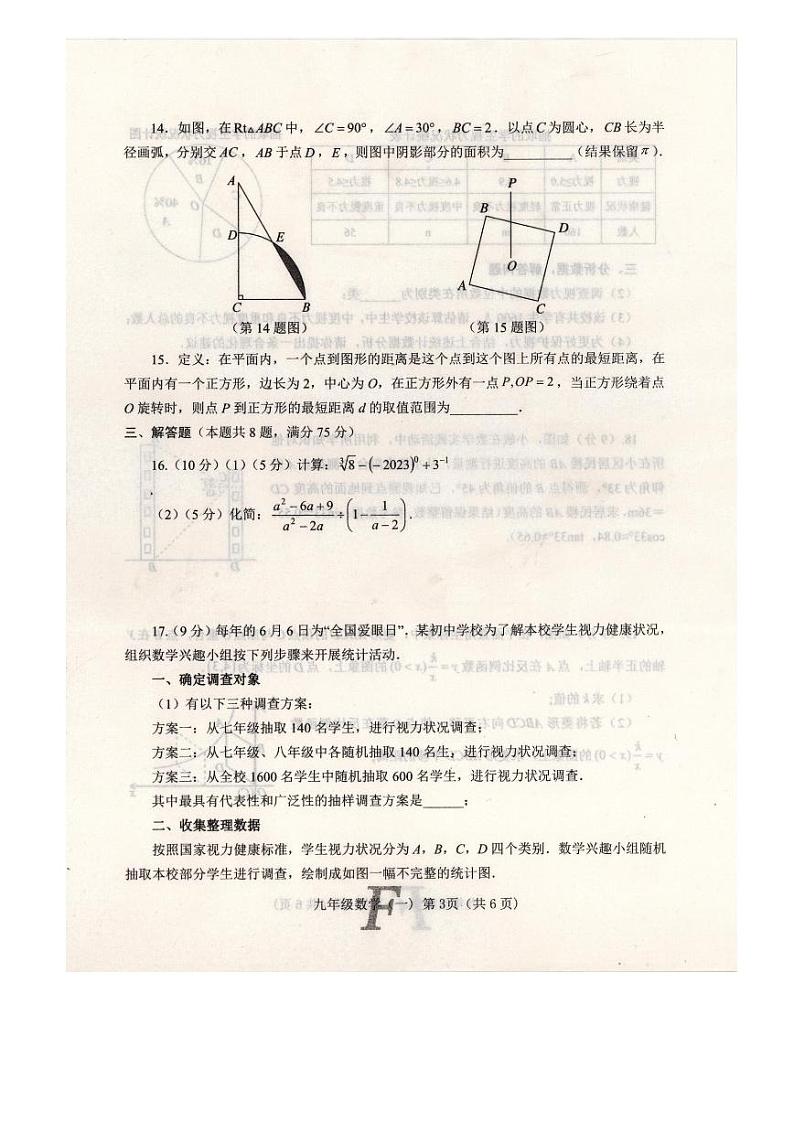 河南省方城县2023年中招模拟考试（一模）数学试卷03
