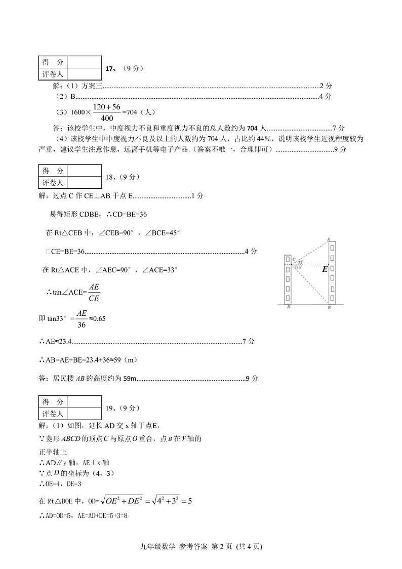 河南省方城县2023年中招模拟考试（一模）数学试卷02