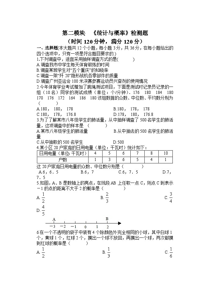 2023年中考数学二轮复习专题训练——统计与概率(含答案)第1页