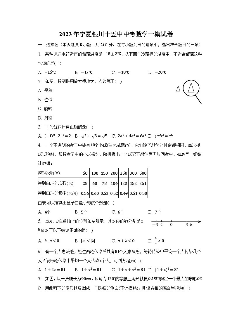 2023年宁夏银川十五中中考数学一模试卷（含解析）01