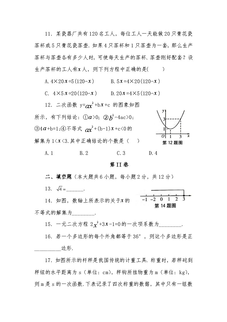2023年初中学业水平考试模拟测试卷（六）数学第3页