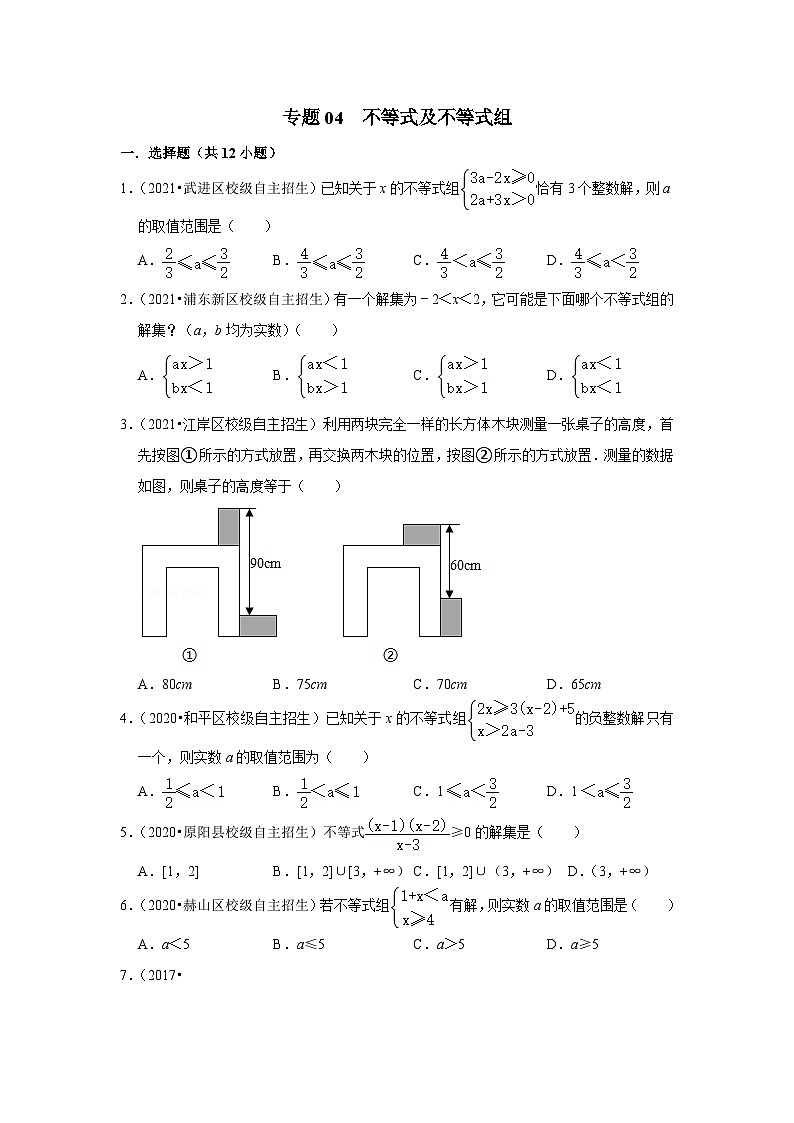 专题04 不等式及不等式组-全国初三数学自主招生专题大揭秘（含答案详解）第1页