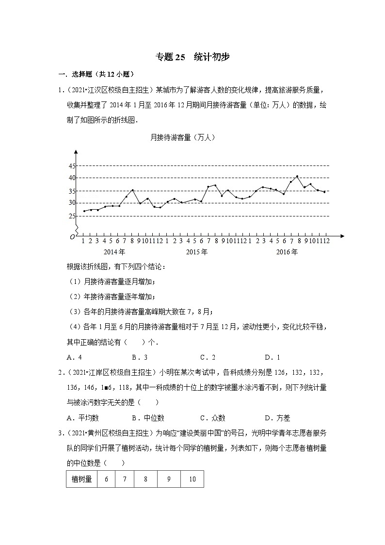 专题25 统计初步-全国初三数学自主招生专题大揭秘（含答案详解）第1页