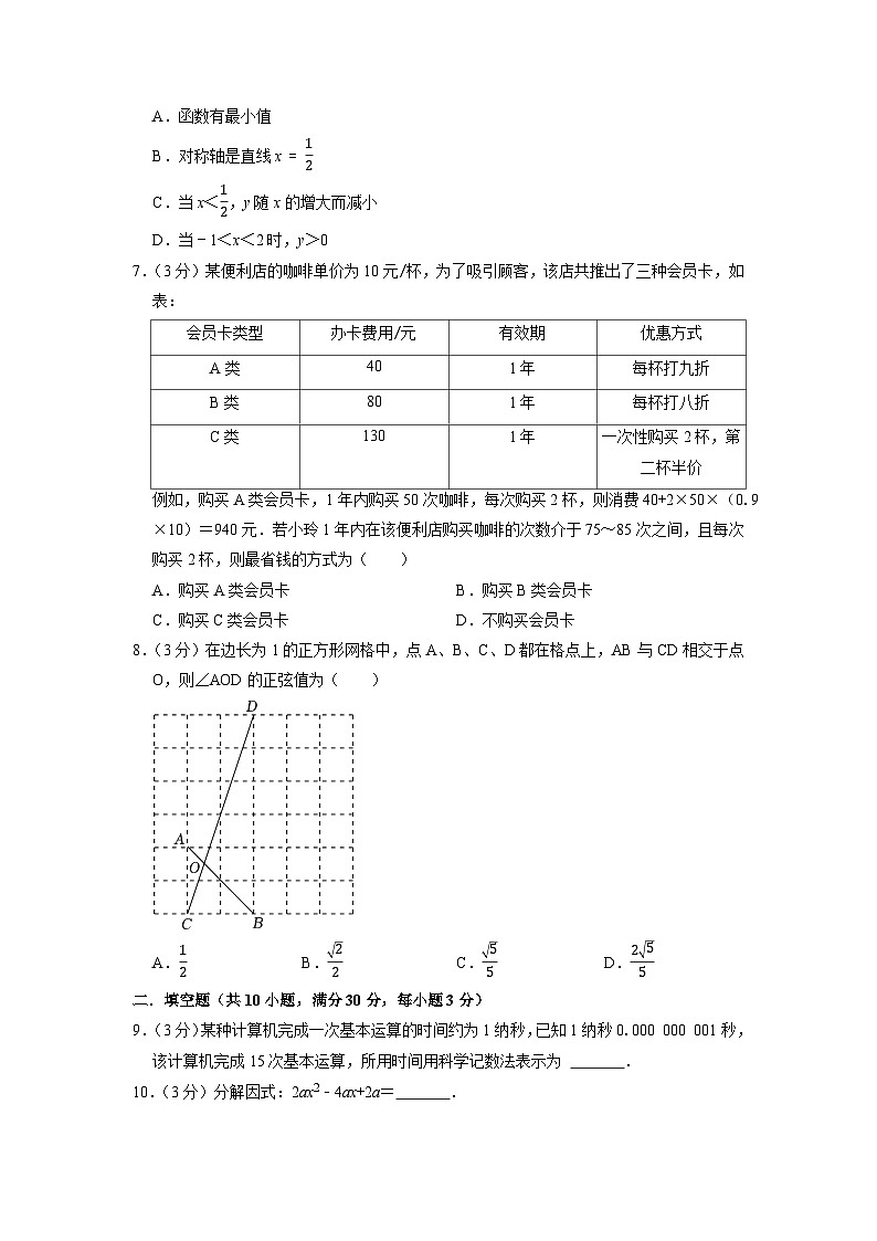 扬州市A卷-2023年中考数学金榜预测卷（江苏地区专用）（原卷版）A4第2页