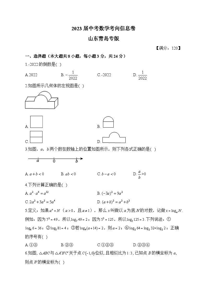 2023届中考数学考向信息卷 山东青岛专版第1页