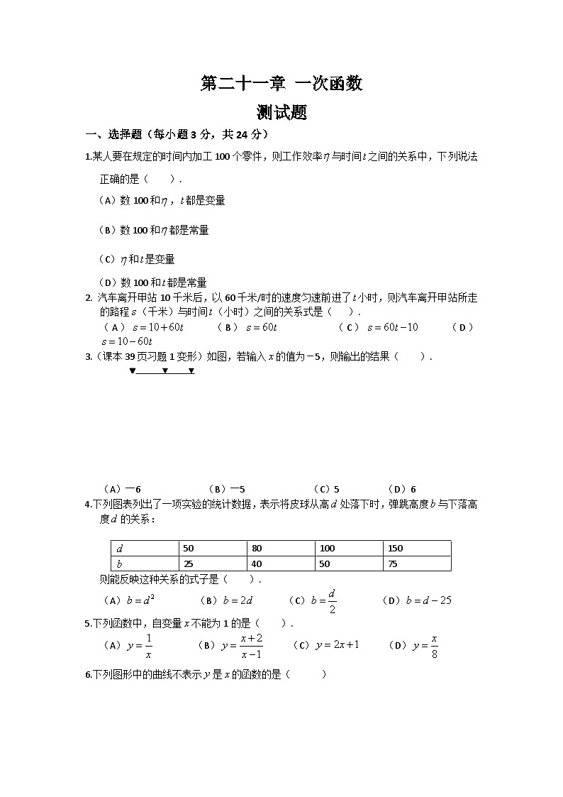 数学冀教版八年级下第二十一章测试题01