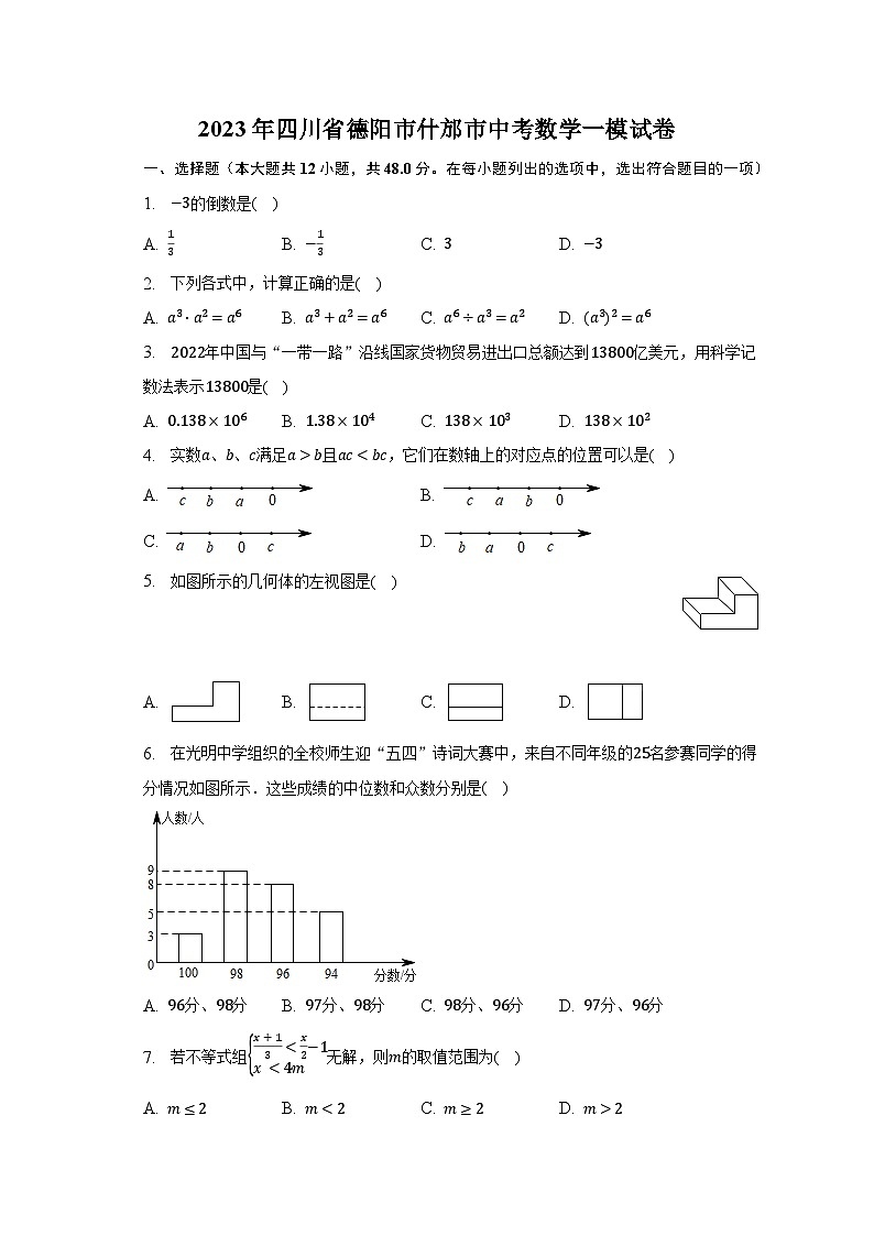 2023年四川省德阳市什邡市中考数学一模试卷（含解析）01