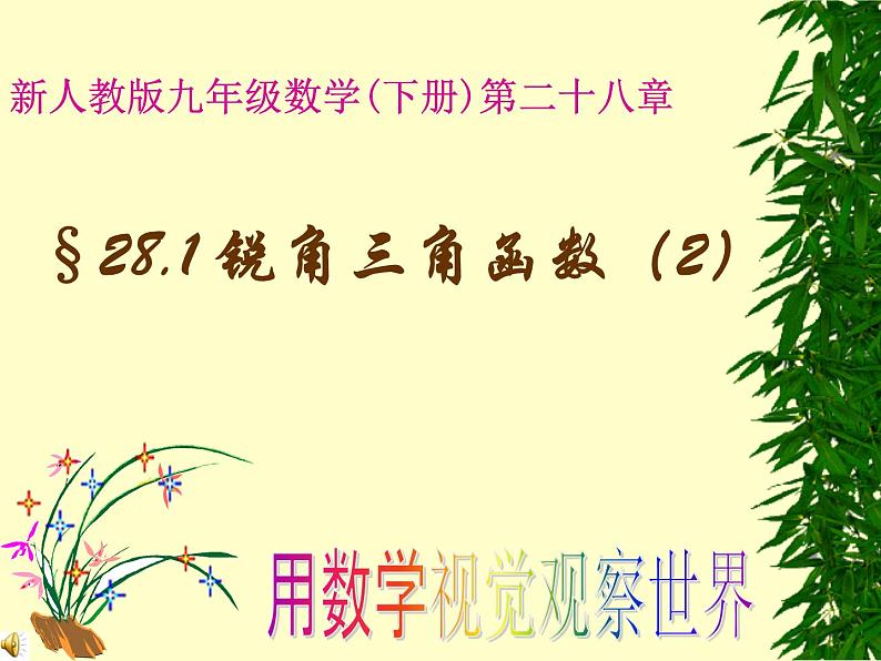 数学：28.1锐角三角函数（2）课件（人教新课标九年级下）01