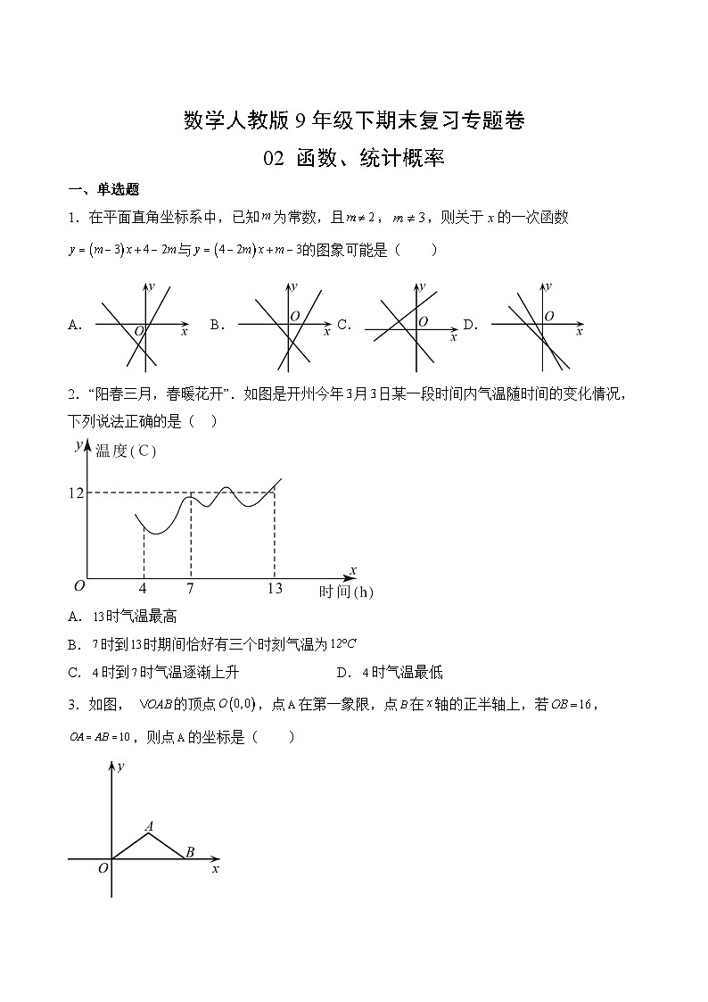 数学人教版9年级下册期末复习专题卷 0202