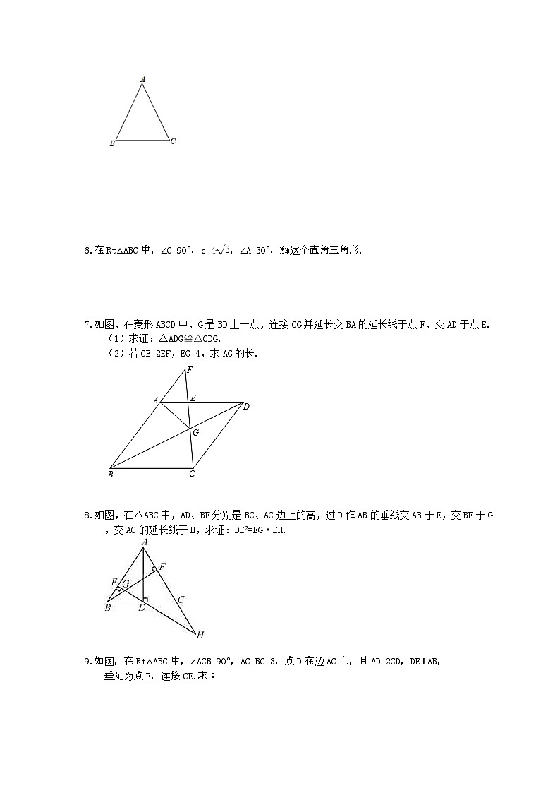 中考数学三轮冲刺《三角形》解答题冲刺练习13（含答案）第2页