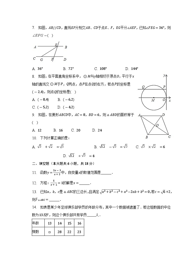 2023年湖南省长沙市浏阳市中考冲刺数学模拟试卷（一）（含答案）第2页