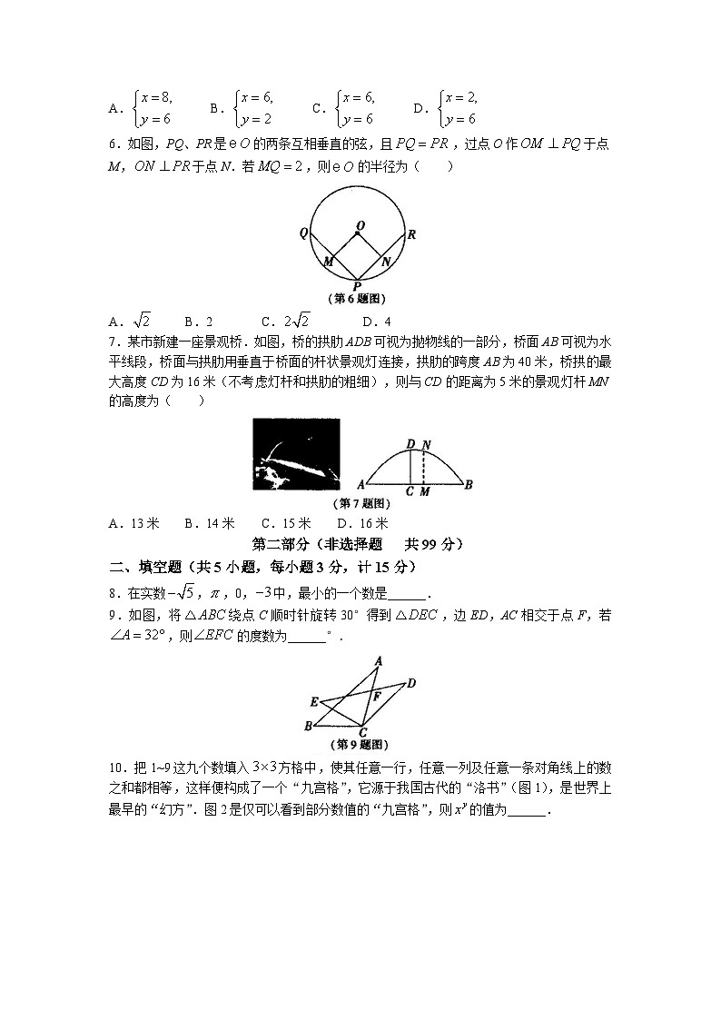 2023年陕西省渭南市蒲城县初级实验中学中考模拟数学试卷(无答案)02