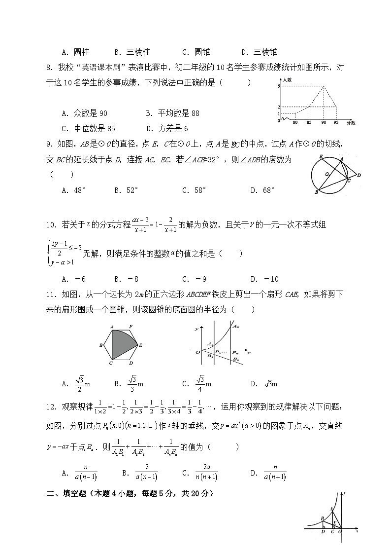 2023年四川省内江市威远中学校九年级第一次模拟考试数学试题（含答案）第2页