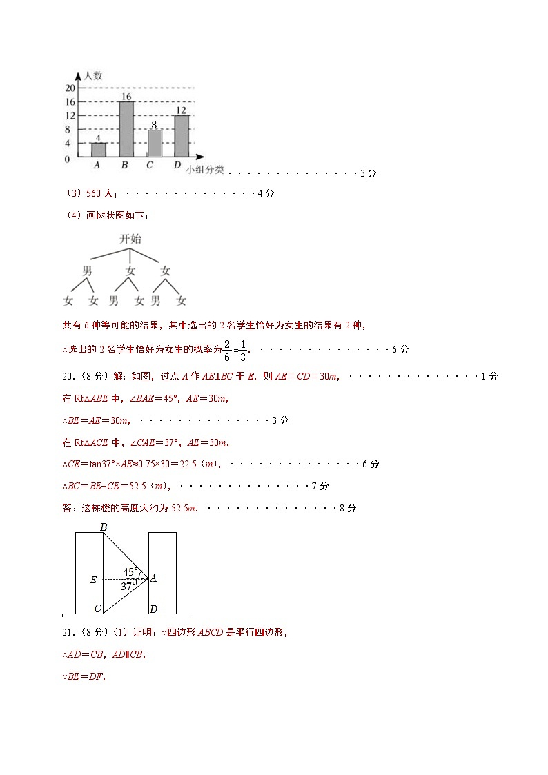 2023年中考考前最后一卷：数学（湖南长沙卷）（参考答案）第2页