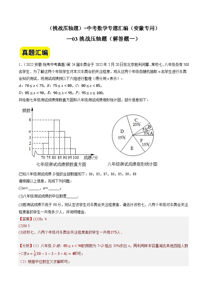 03挑战压轴题（解答题一）-中考数学冲刺挑战压轴题专题汇编（安徽专用）01