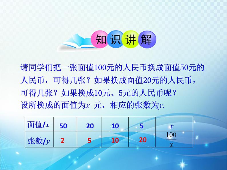 6.1 反比例函数 浙教版数学八年级下册教学课件05