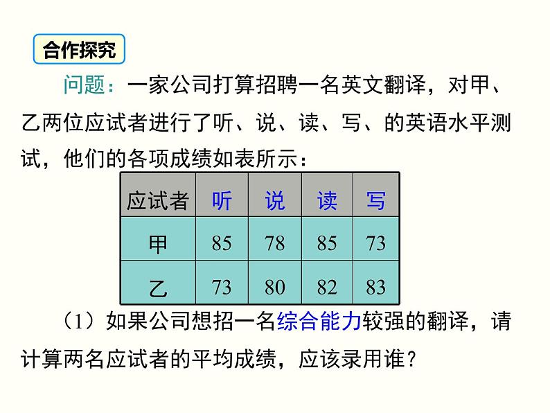 20.1.1 第1课时 平均数和加权平均数 人教版八年级数学下册课件第4页