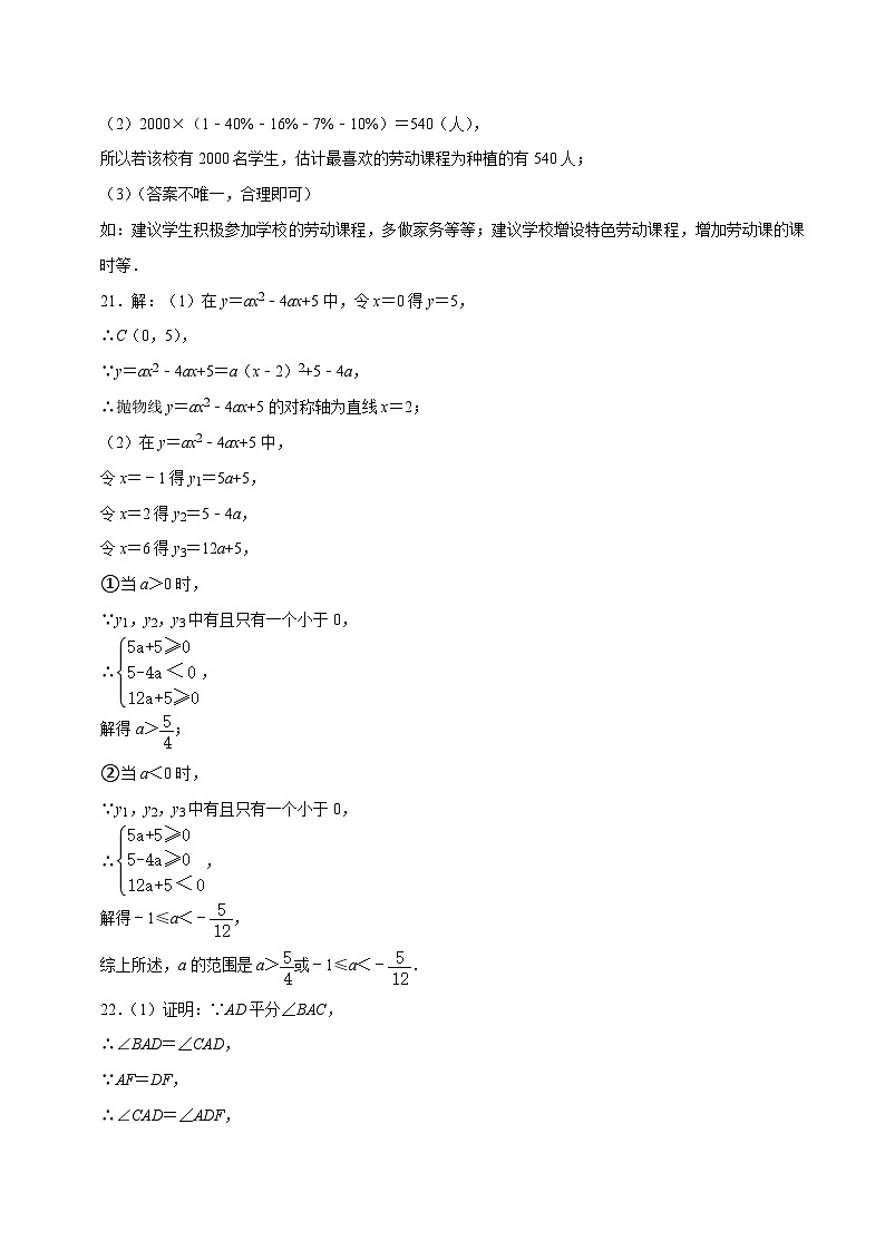 数学（浙江温州卷）2023年中考考前最后一卷（参考答案）03