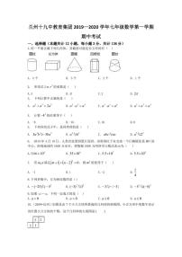 甘肃省陇西县兰州十九中教育集团2019—2020学年七年级数学上学期期中试题