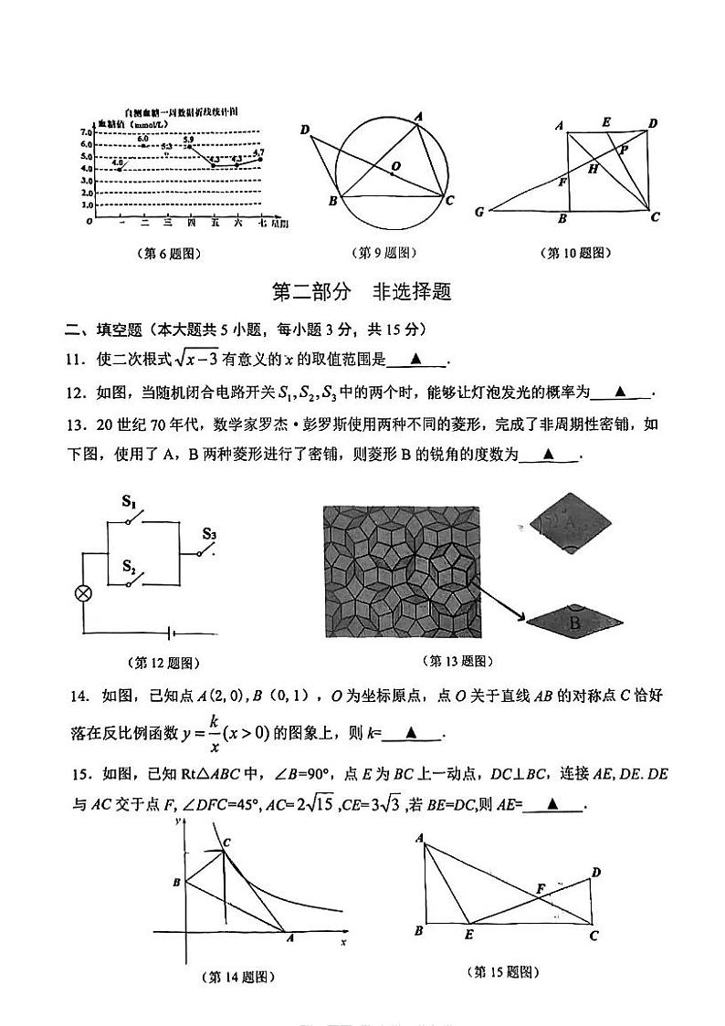 2023年深圳高级中学中考数学三模试卷第3页