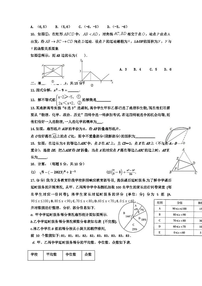 2023年河南省驻马店市第二初级中学中考二模数学试题02