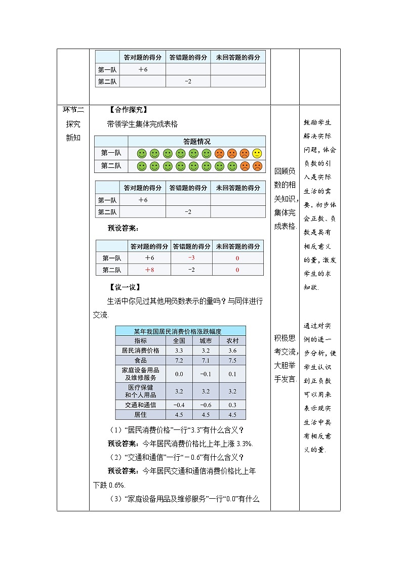 北师大版七年级数学上册《有理数》示范课教学设计02