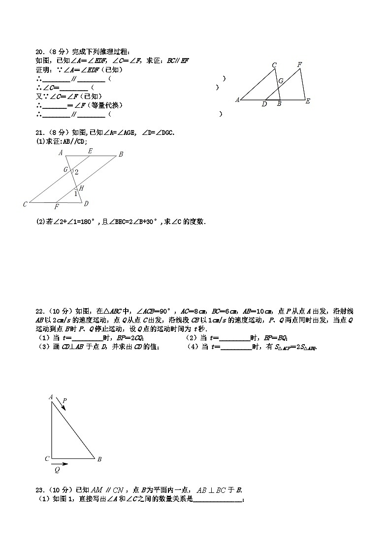 七年级下第一次月考数学试卷第3页
