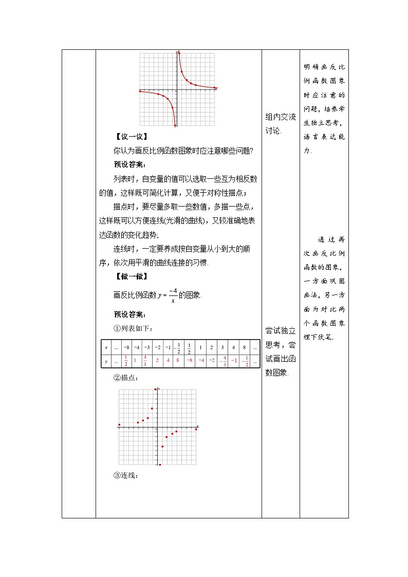 北师大版九年级数学上册《反比例函数图象与性质》第1课时示范公开课教学设计03