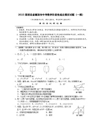 2023届湖北省襄阳市中考数学阶段性适应模拟试题（一模）含解析