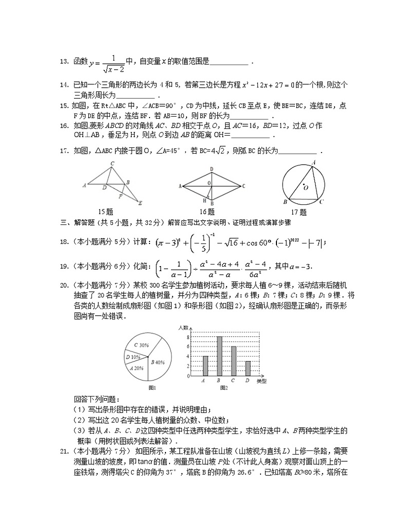 2023届四川省凉山州中考数学阶段性适应模拟试题（一模）含解析03