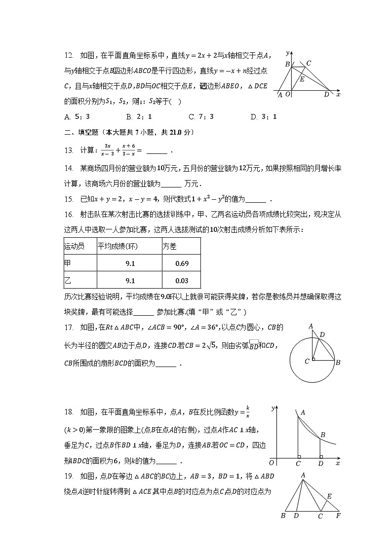 2023年内蒙古包头市青山区中考数学二模试卷(含答案)第3页