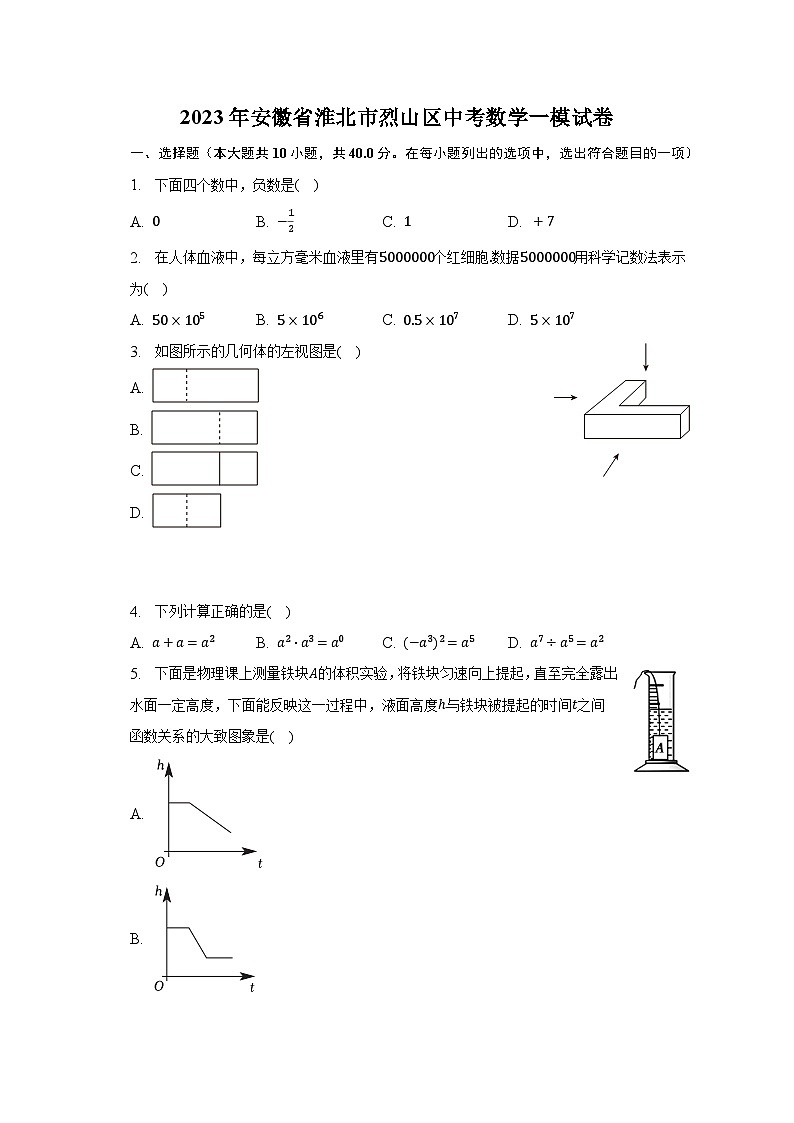 2023年安徽省淮北市烈山区中考数学一模试卷（含解析）01