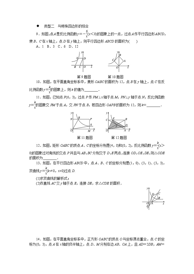 中考训练代几结合专题：反比例函数与几何图形的综合(选做)专项训练与解析03