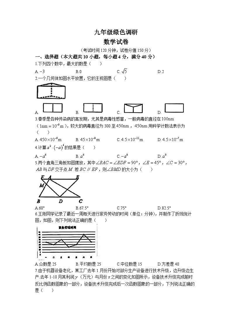 2023年安徽省合肥市第四十五中学中考三模数学试题(无答案)01