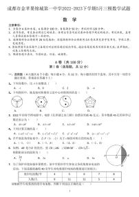 2023年四川省成都市金苹果锦城第一中学中考三模数学试题