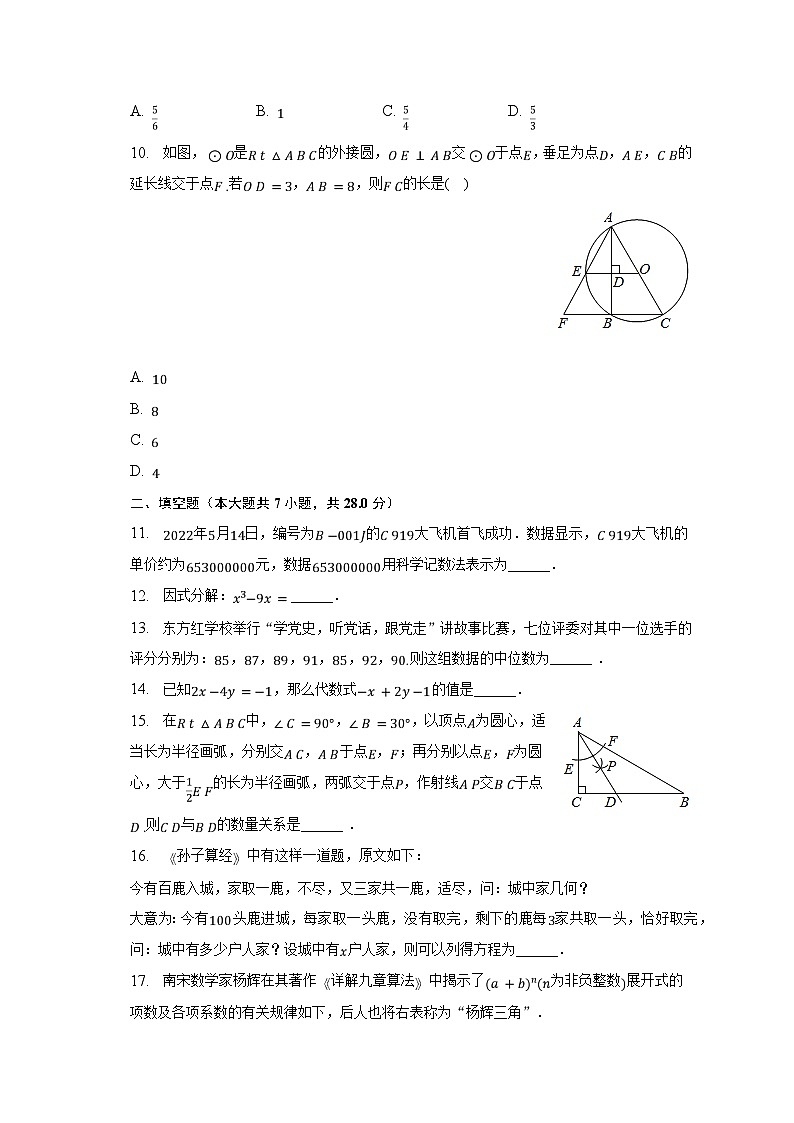2023年广东省梅州市大埔县中考数学一模试卷（含解析）第3页
