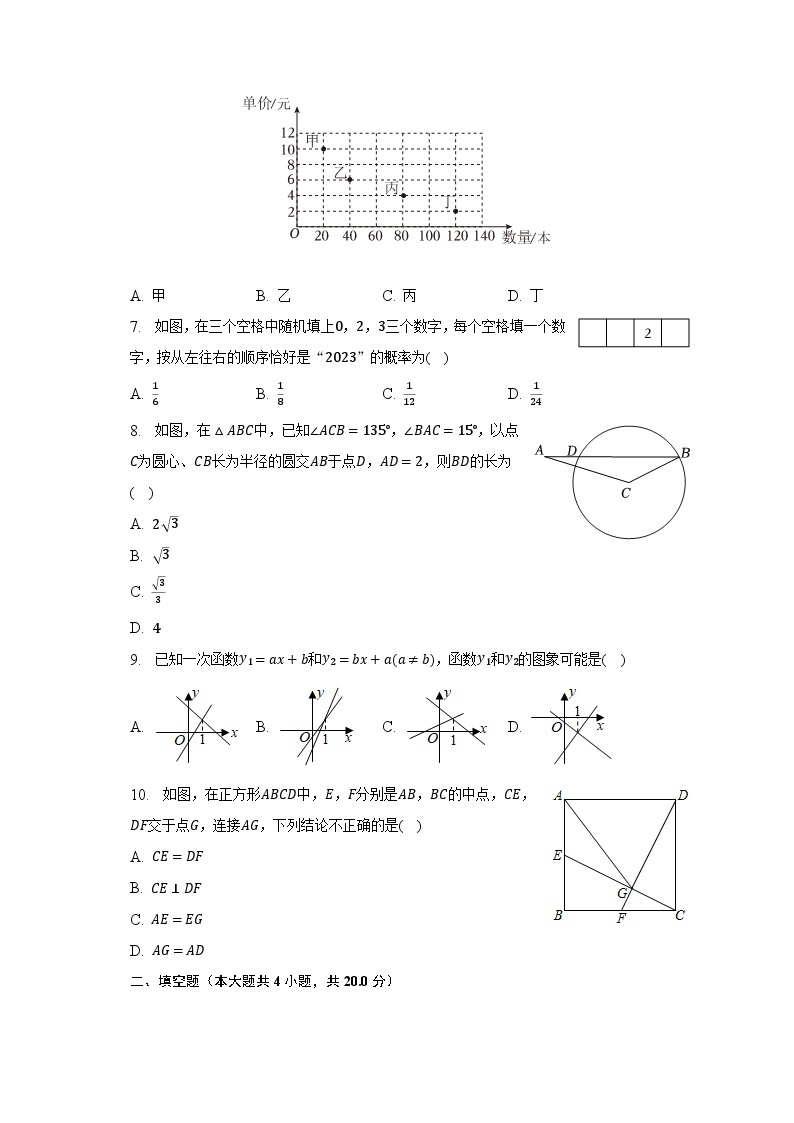 2023年安徽省亳州市蒙城县部分学校中考数学模拟试卷（4月份）（含解析）02