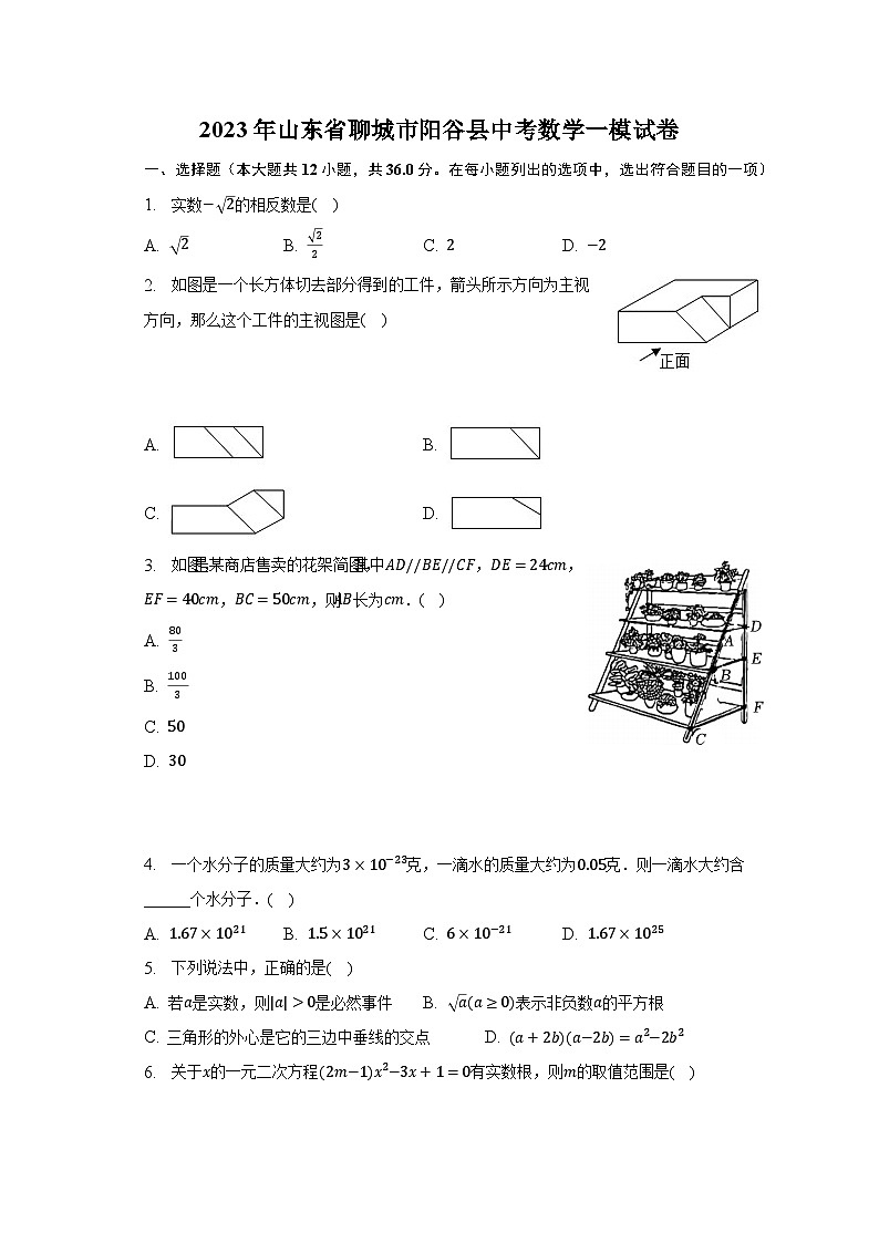 2023年山东省聊城市阳谷县中考数学一模试卷（含解析）01