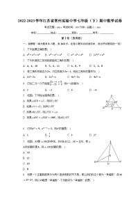 2022-2023学年江苏省常州实验中学七年级（下）期中数学试卷（含解析）