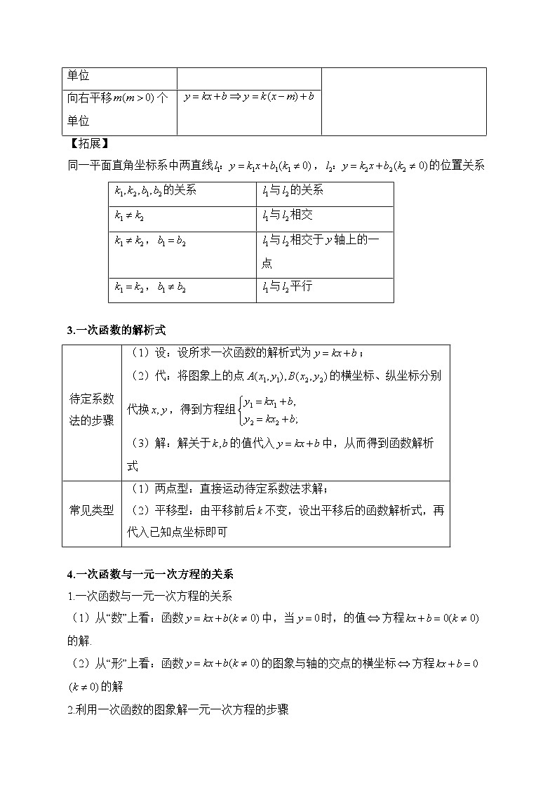 人教版八年级数学下学期期末单元知识点汇总及练习 第十九章 一次函数第2页