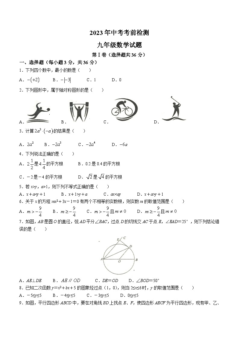 2023年山东省临沂市莒南县中考二模数学试题（含答案）01