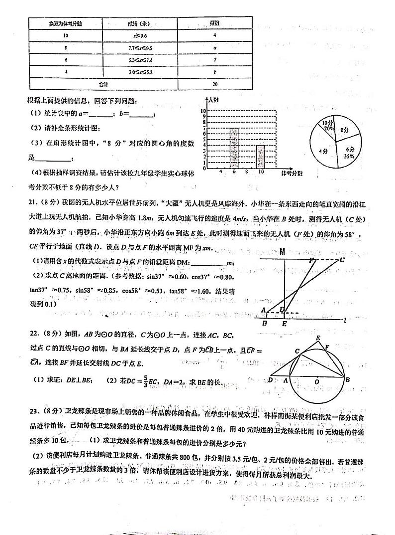 2023年济南市中考数学育英中学三模第3页